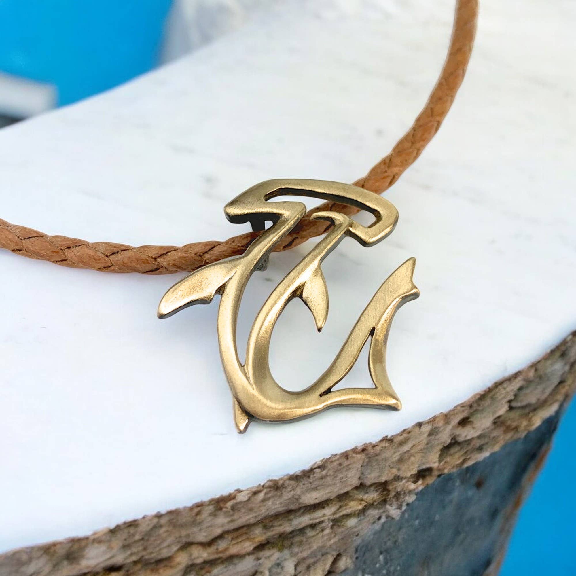 Bronze Hammerhead Shark Necklace 20"