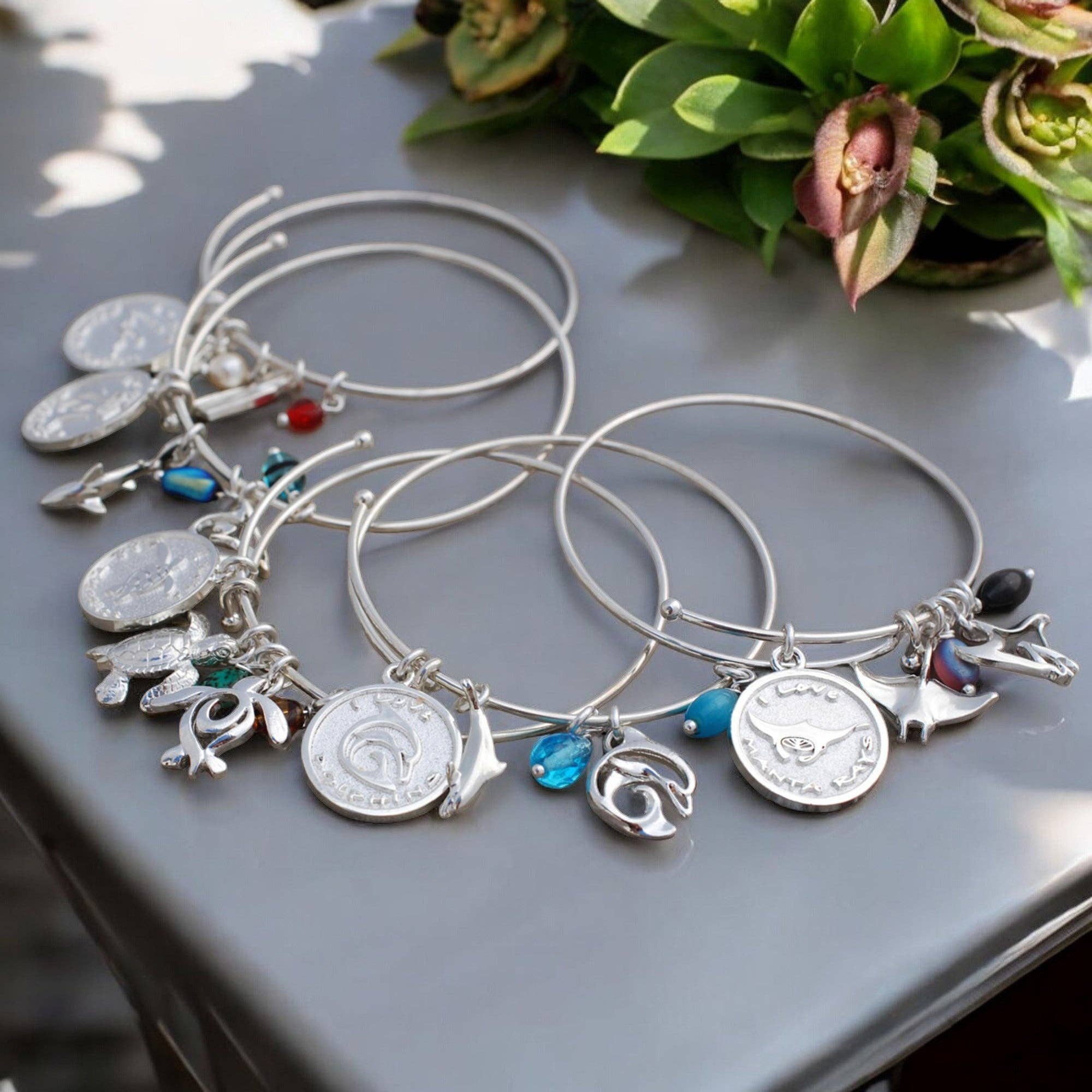 Reef Shark Adjustable Charm Bracelet – I Love Collection - Sterling Silver