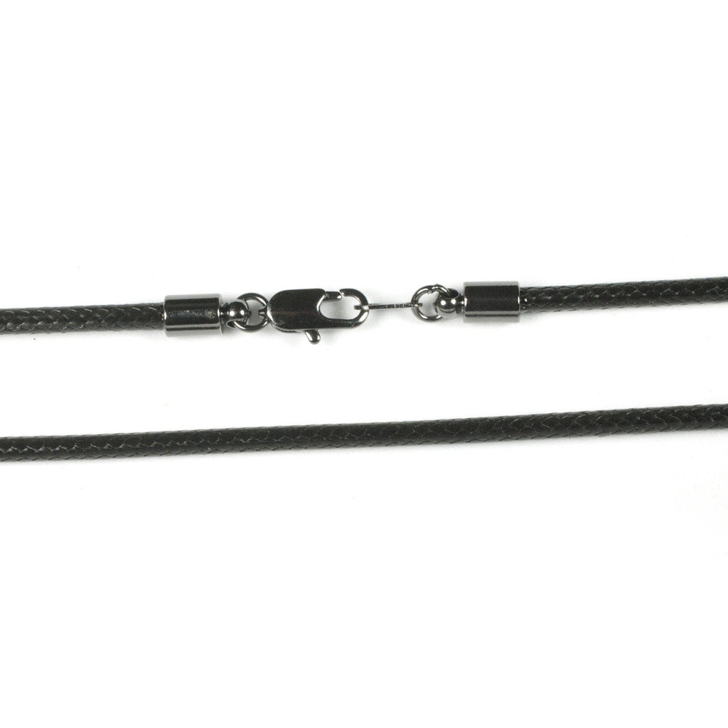 Roland St John 3mm black smooth cotton cord 18-inch clasp detail