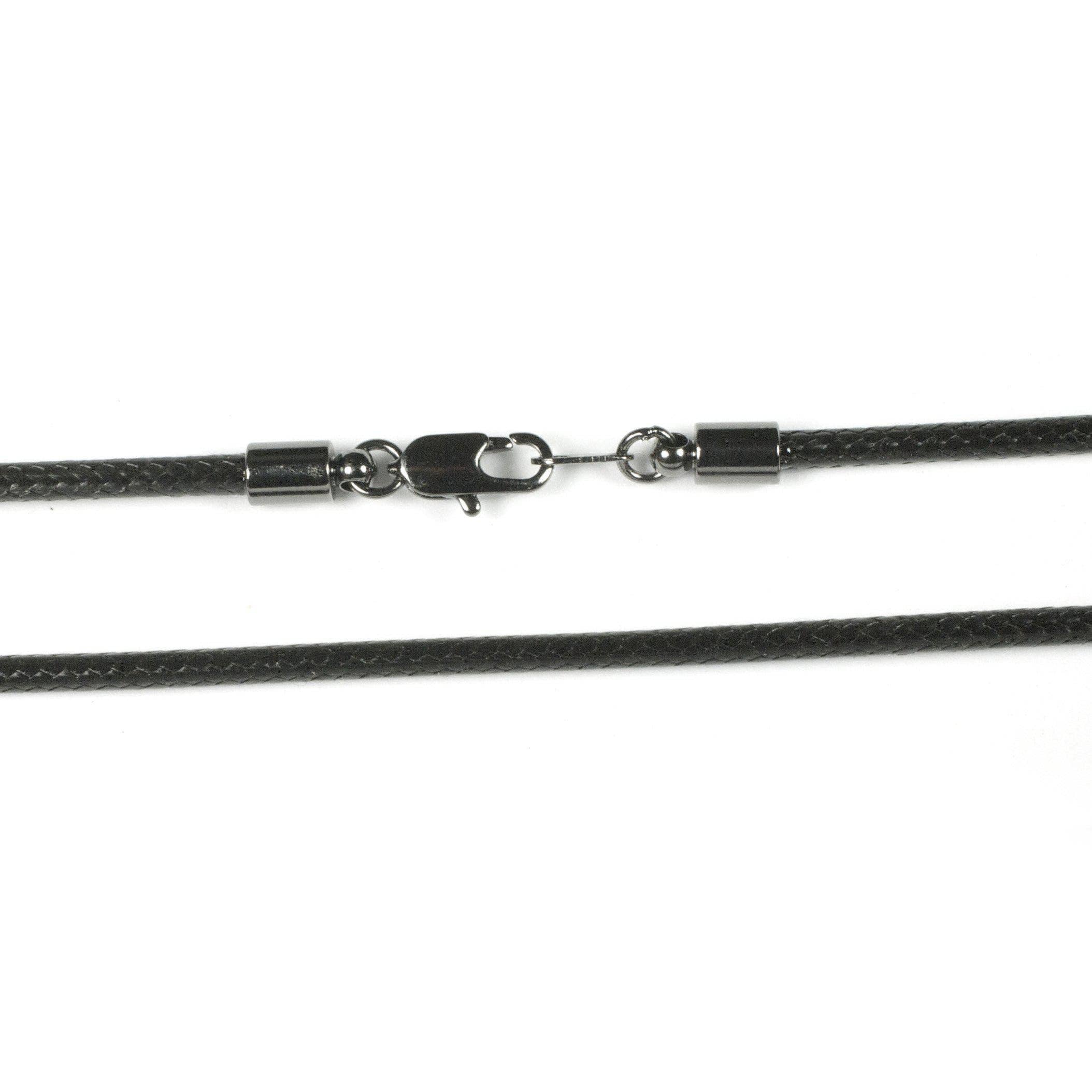 Roland St John 3mm black smooth cotton cord 18-inch clasp detail