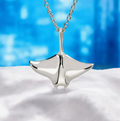 Roland St John mini realistic manta ray pewter necklace on 18-inch chain