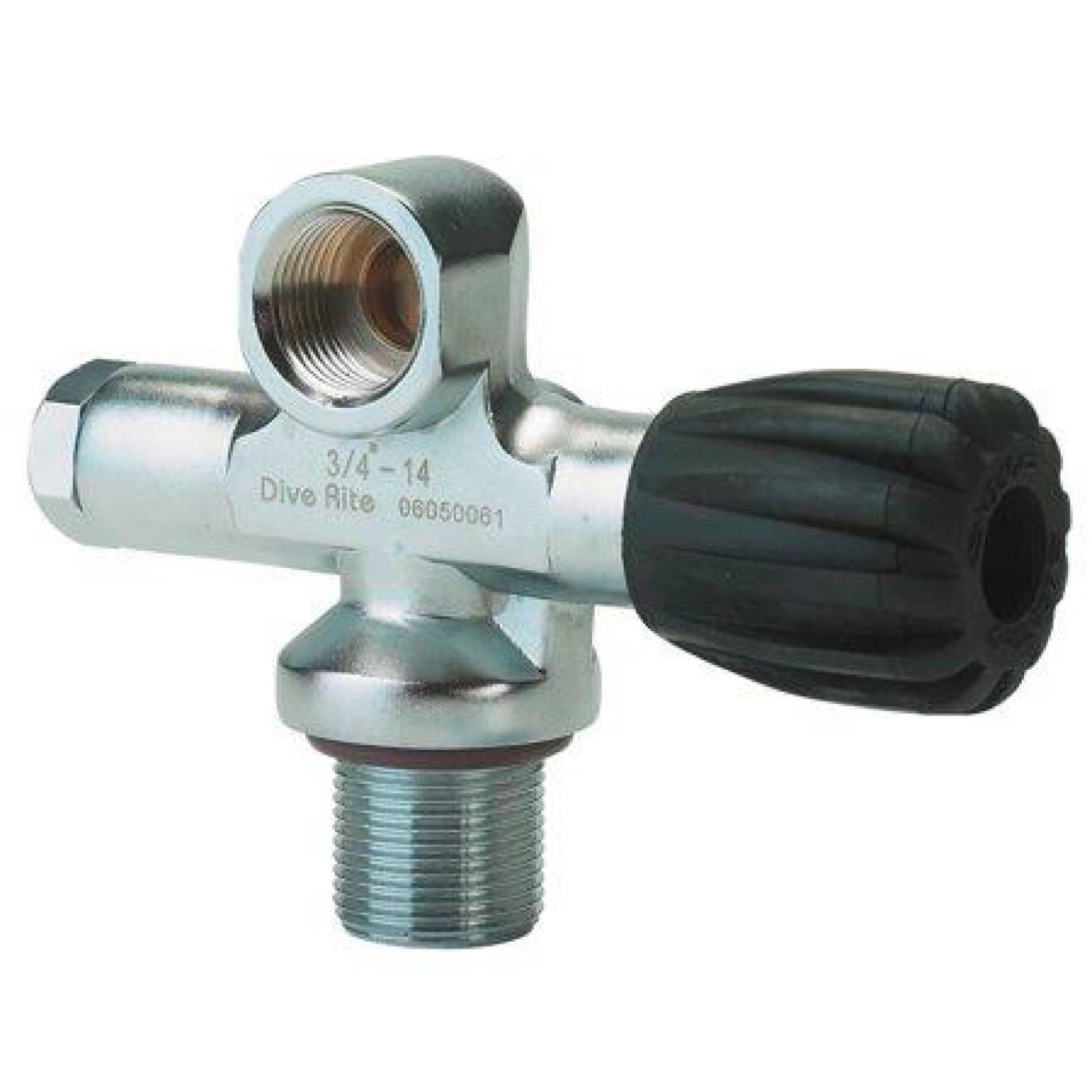 Dive Rite right-hand chrome-plated brass tank valve for doubles manifold