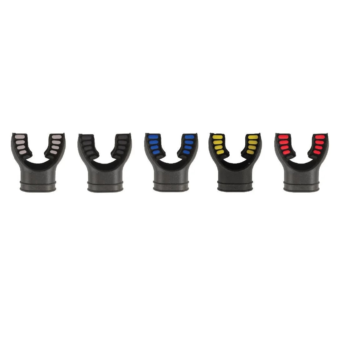 XS Scuba dual color silicone regulator mouthpiece to reduce jaw fatigue