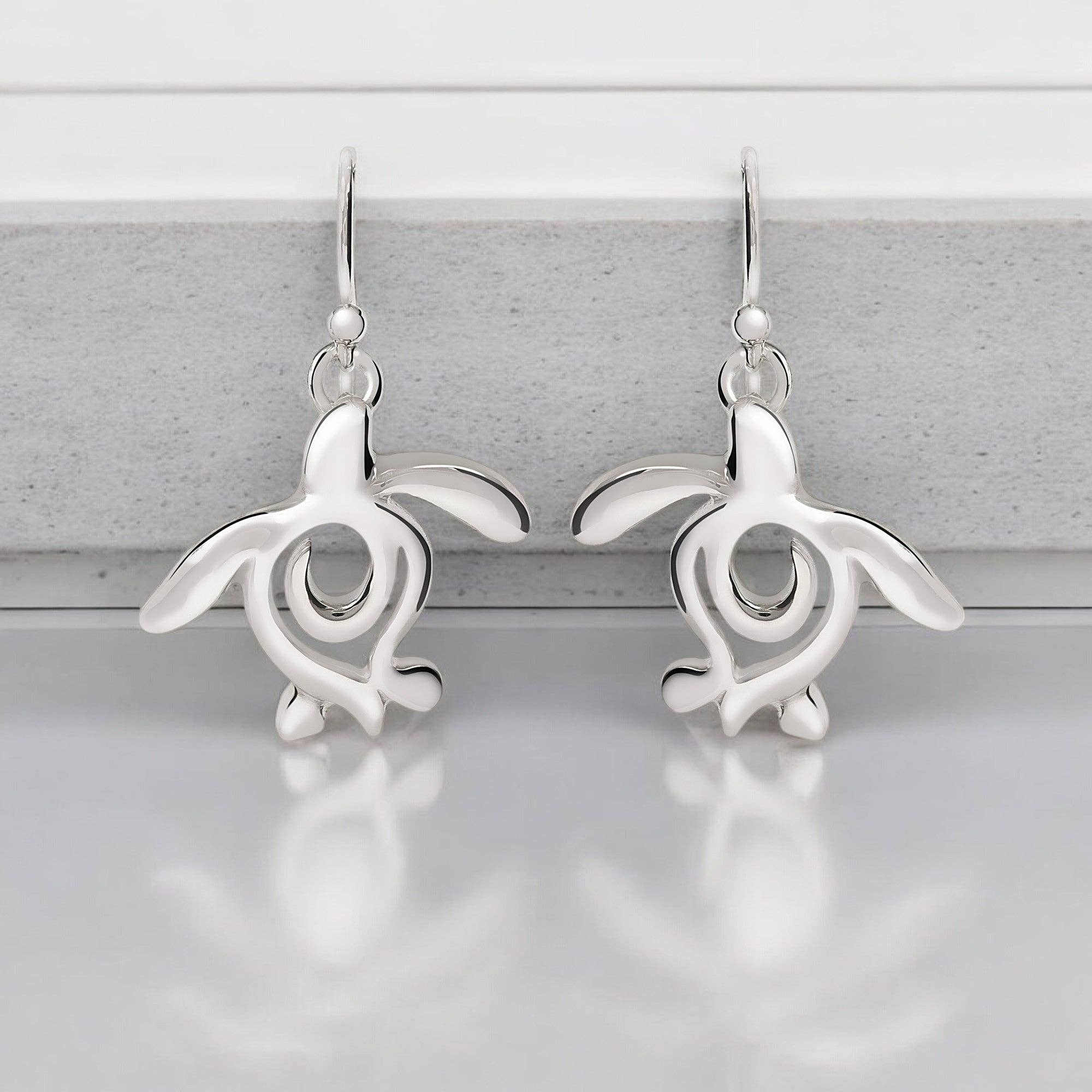 Roland St John Honu sea turtle sterling silver drop earrings