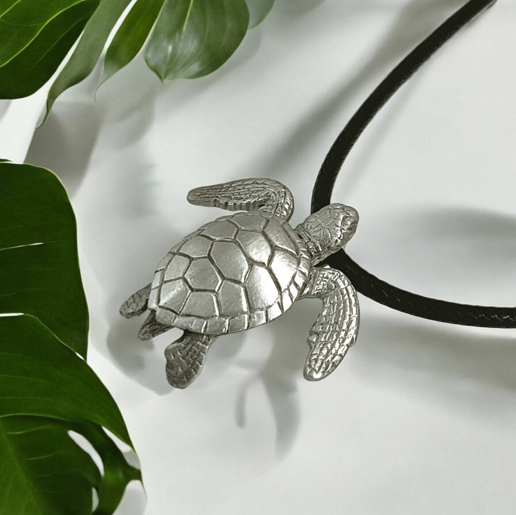 Sea Turtle Pewter Necklace 18"