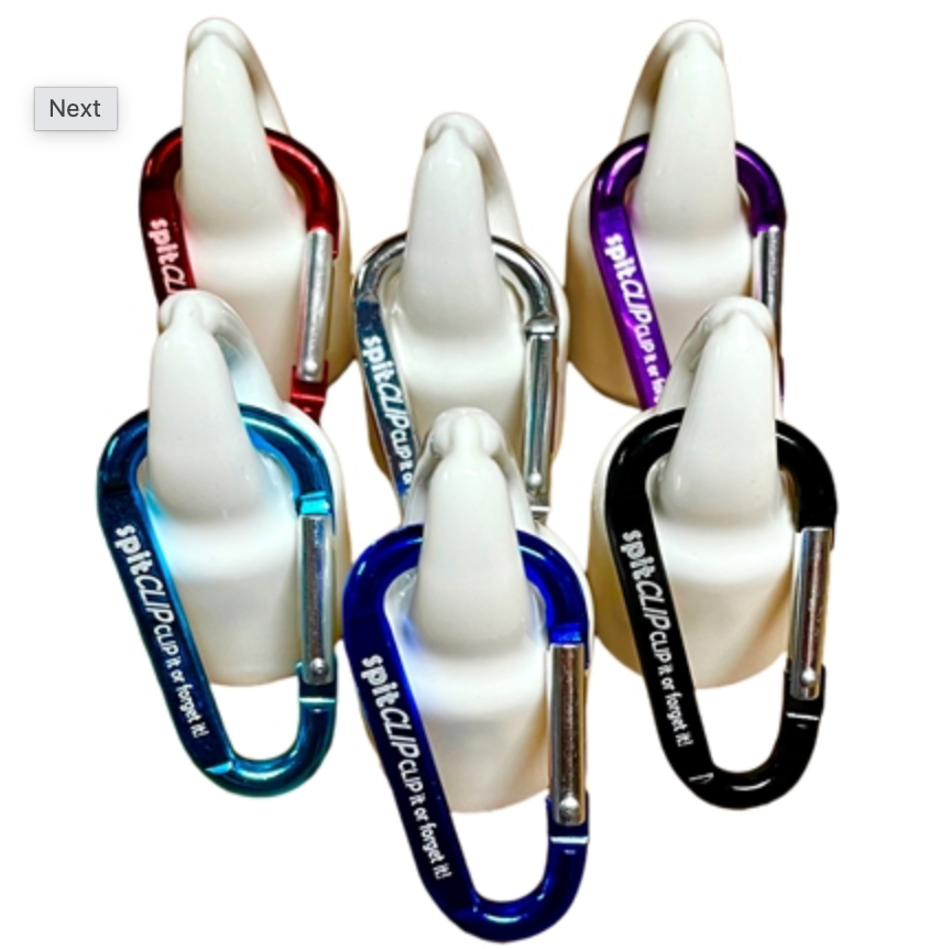 Jaws Spit Clip carabiner in six colors to clip defog to dive kit