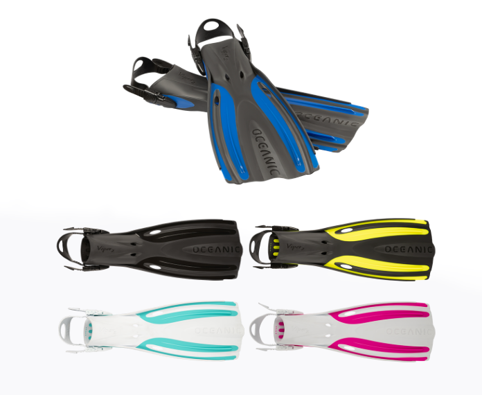 Oceanic Viper 2 open-heel split-blade fin for efficient underwater propulsion
