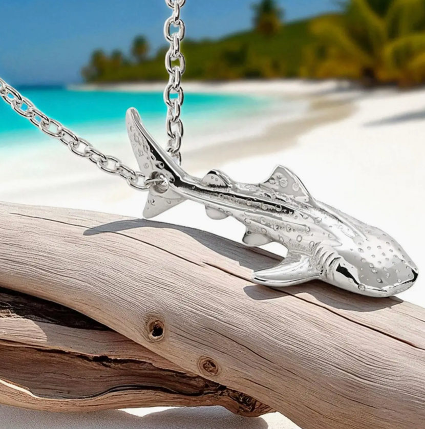 Roland St John mini whale shark pewter necklace on 18-inch chain