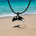 Roland St John whale tail fluke necklace jet-black matte finish 20-inch