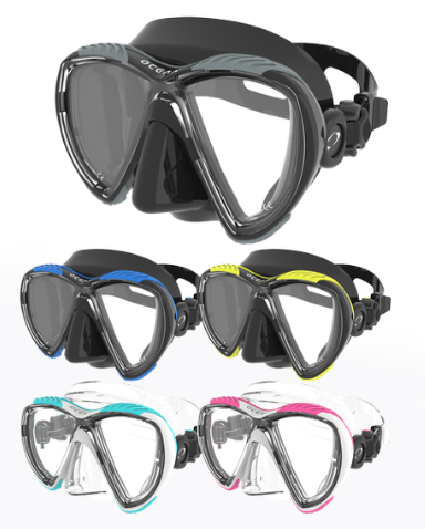 Oceanic Discovery twin-lens dive mask with soft low-volume silicone skirt