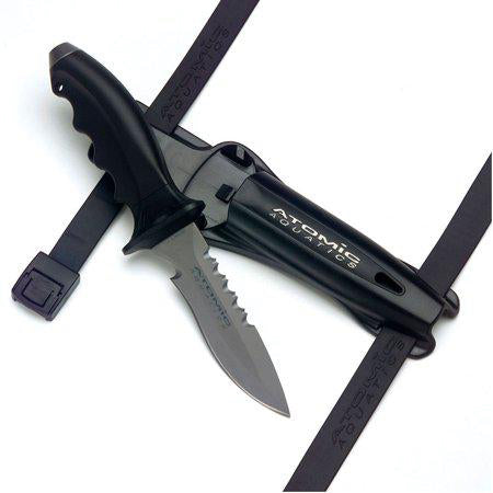 Oceanic Ti6 titanium dive knife with pointed tip and serrated edge