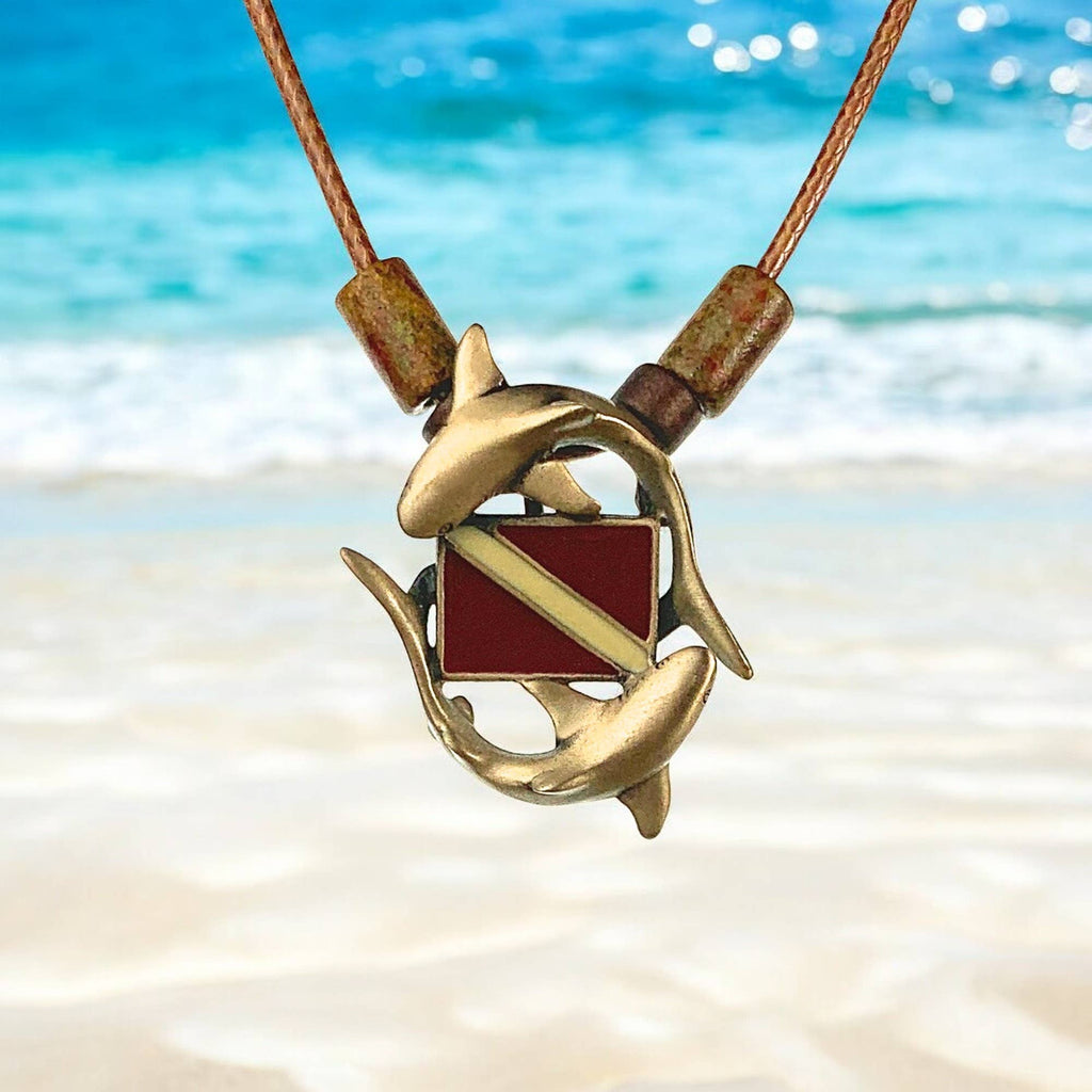 Roland St John circling sharks bronze necklace bead chain detail