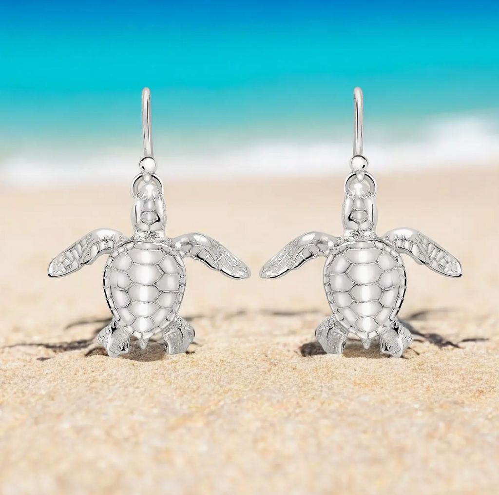 Roland St John hatchling sea turtle sterling silver earrings