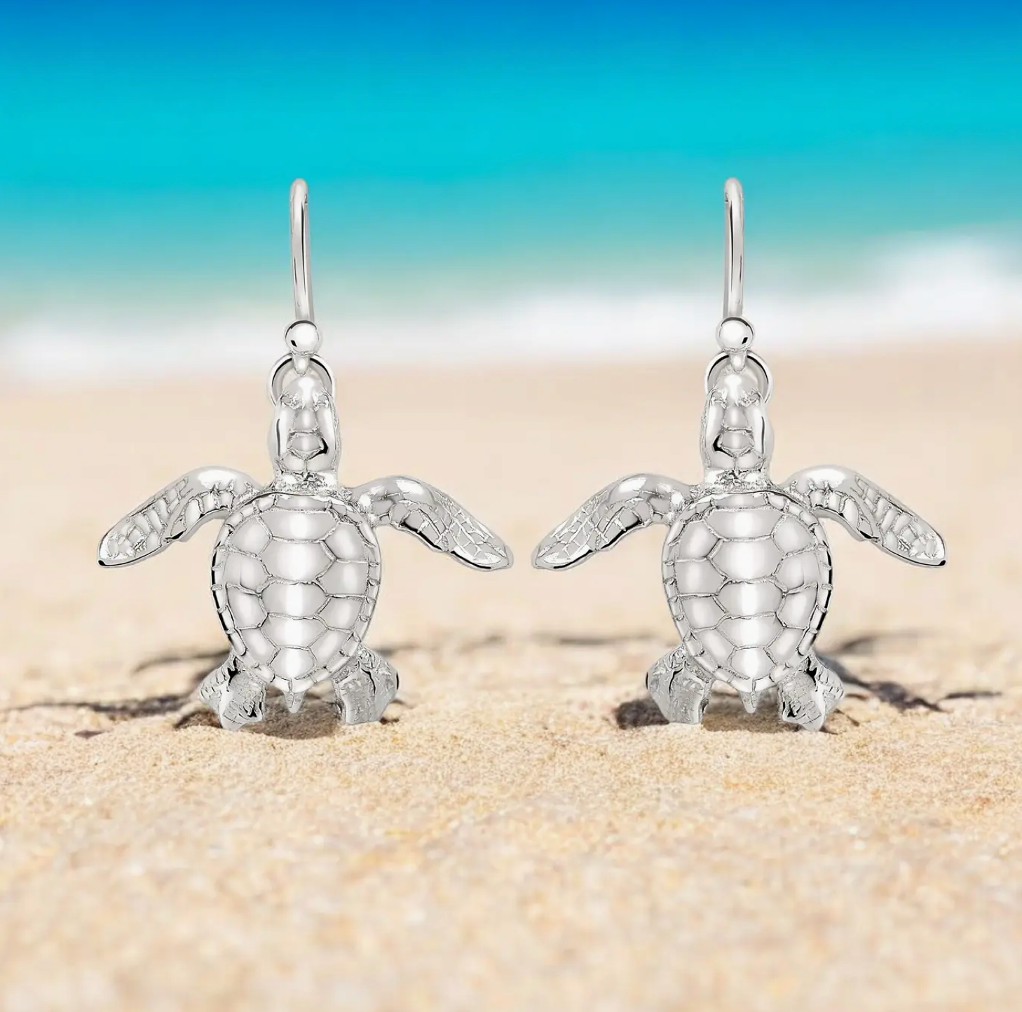 Roland St John hatchling sea turtle sterling silver earrings