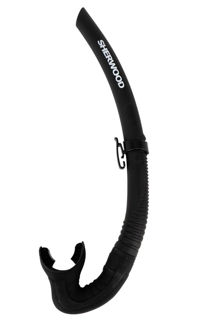 Sherwood Onyx snorkel mouthpiece and splash guard detail