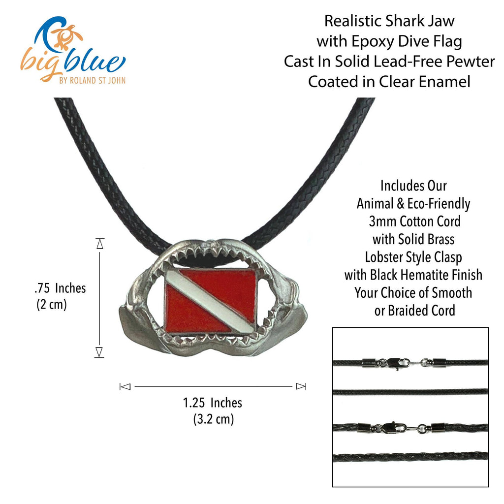 Shark Jaw Necklace with Dive Flag 20"