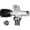 Dive Rite left-hand chrome-plated brass tank valve for doubles manifold